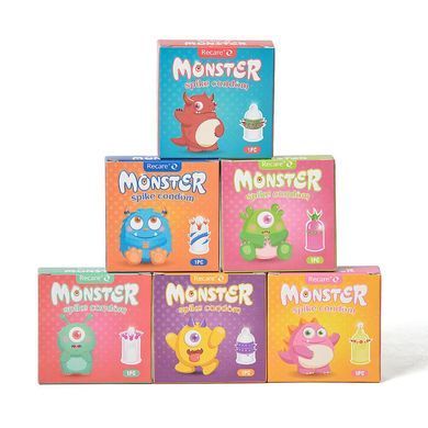 Насадка на член Recare Pink Monster Spike Condom (презерватив с шариками и усиками)
