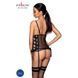 Сетчатый корсет с люверсами и съемными пажами Passion MALWIA CORSET L/XL, black, эко-кожа, стринги, Черный