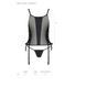 Сетчатый корсет с люверсами и съемными пажами Passion MALWIA CORSET L/XL, black, эко-кожа, стринги, Черный
