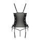 Сетчатый корсет с люверсами и съемными пажами Passion MALWIA CORSET L/XL, black, эко-кожа, стринги, Черный