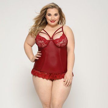 Сексуальный корсет со стрепами JSY &laquo;Горячая Тейлор&raquo; Plus Size, Red, кружево, стринги