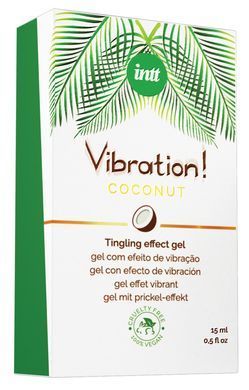 Жидкий вибратор Intt Vibration Coconut Vegan (15 мл), очень вкусный, действует до 30 минут