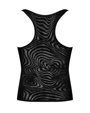 Мужская полупрозрачная майка-борцовка с узором Obsessive T103 tank top S/M/L, черная