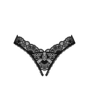 Кружевные стринги Obsessive Donna Dream crotchless thong XS/S Black, открытый доступ