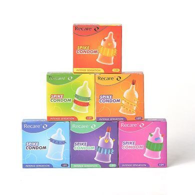 Насадка на член Recare Spike Condom Pink (презерватив с шариками и рядами шипов)