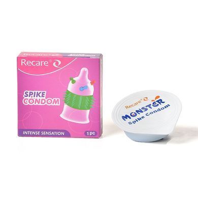 Насадка на член Recare Spike Condom Pink (презерватив с шариками и рядами шипов)
