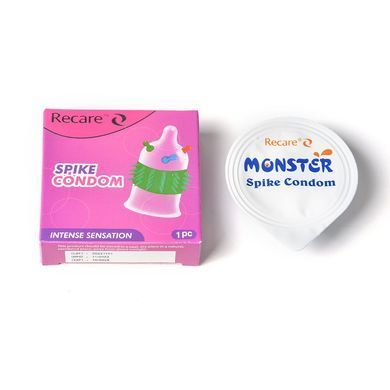 Насадка на член Recare Spike Condom Pink (презерватив с шариками и рядами шипов)