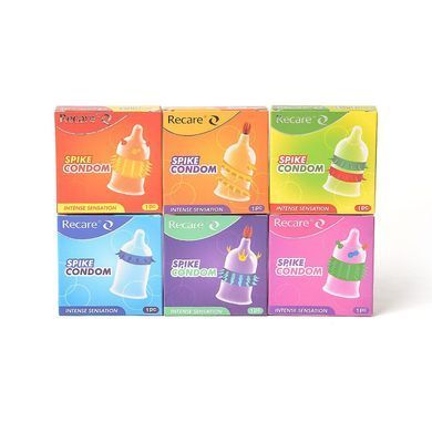 Насадка на член Recare Spike Condom Pink (презерватив с шариками и рядами шипов)
