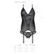 Корсет с пажами, трусики с ажурным декором и открытым шагом Passion URSULA CORSET S/M, black, Черный