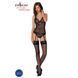 Корсет с пажами, трусики с ажурным декором и открытым шагом Passion URSULA CORSET S/M, black, Черный