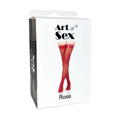 Чулки в мелкую сетку с лакированной коронкой Art of Sex - Rose, цвет черный, размер S
