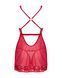 Прозрачная сорочка бэби-долл Obsessive Lacelove babydoll & thong XS/S Red, кружево, стринги