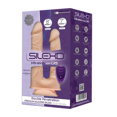 Двойной фаллоимитатор с вибрацией SilexD Double Gusto Vibro Flesh (Model 1 size 8" & 7") + LRS, диам