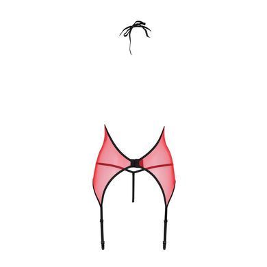 Корсет с пажами для чулок Passion PEONIA CORSET S/M red, стринги