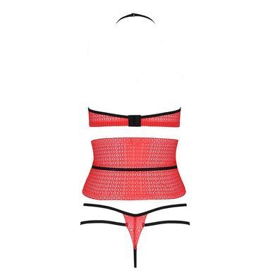 Комплект белья AKITA SET red XXL/XXXL - Passion Exclusive: широкий пояс, лиф, стринги