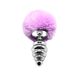 Металлическая анальная пробка Кроличий хвостик Alive Fluffy Twist Plug L Purple, диаметр 3,8 см