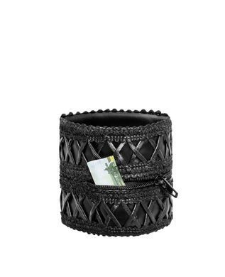 Женский кошелек-браслет Noir Handmade F326, black, под кожу, рельефный узор, карман на молнии