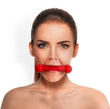 Кляп-палка на ремнях Art of Sex &ndash; Gag Stick Silicon, красный, натуральная кожа