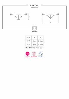 Кружевные танга с доступом Obsessive 828-THC-1 crotchless thong L/XL, черные