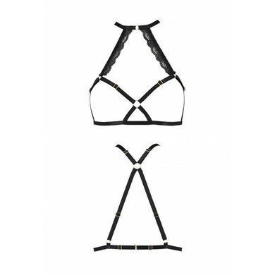 Портупея из стреп с кружевом LORRY BRA black L/XL - Passion Exclusive