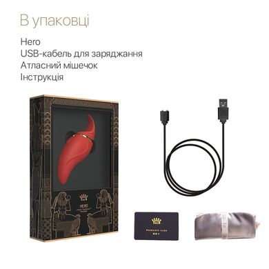 Вибратор 2в1 с язычком Zalo — Hero Wine Red, кристалл Swarovski