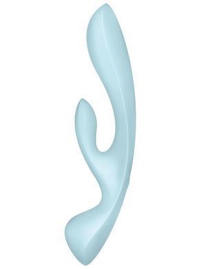 Двухсторонний вибратор-кролик Satisfyer Triple Oh Light Blue, 3 мотора, рукоятка-массажер