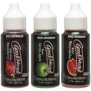 Набор капель для минета Doc Johnson GoodHead Tingle Drops, 3х29,5 мл, арбуз, зеленое яблоко, клубника