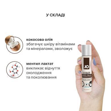 Охлаждающая крем-смазка с кокосовым маслом System JO Silicone Free Hybrid COOLING (30 мл) белая