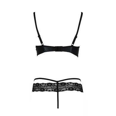 Комплект белья NORTH SET black L/XL - Passion Exclusive: лиф и трусики с элементами под латекс