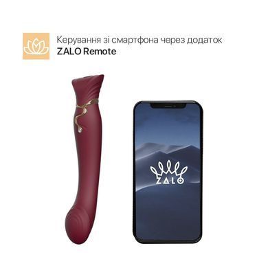 Смартвибратор 3в1 Zalo &mdash; Queen Set Wine Red, пульсирующая жемчужина и вакуум, кристалл Swarovski