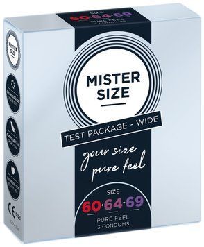Набор презервативов Mister Size - pure feel - 60&ndash;64&ndash;69 (3 condoms), 3 размера, толщина 0,05 мм