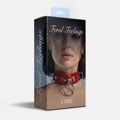 Ошейник для фиксации Feral Feelings - D-Rings Red