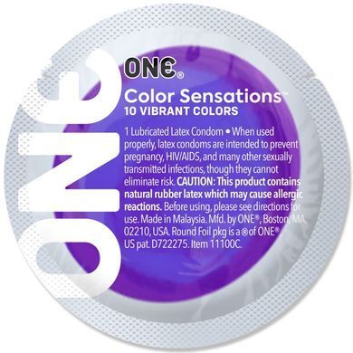 Презерватив ONE Color Sensations Pick ONE, 1 шт, фиолетовый, гладкий, со смазкой