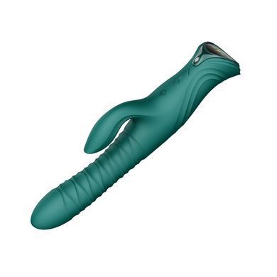 Смарт пульсатор-кролик с вибрацией Zalo Mose 2 Turquoise Green, подогрев до 42&deg;C, кристалл Swarovski