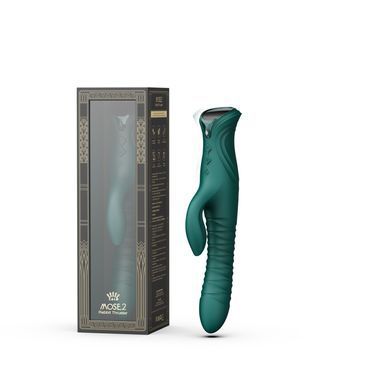 Смарт пульсатор-кролик с вибрацией Zalo Mose 2 Turquoise Green, подогрев до 42&deg;C, кристалл Swarovski