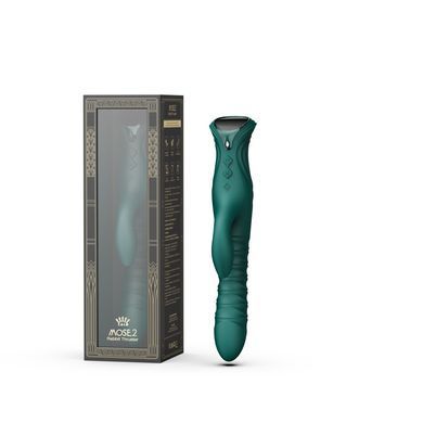 Смарт пульсатор-кролик с вибрацией Zalo Mose 2 Turquoise Green, подогрев до 42&deg;C, кристалл Swarovski