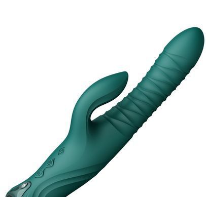 Смарт пульсатор-кролик с вибрацией Zalo Mose 2 Turquoise Green, подогрев до 42&deg;C, кристалл Swarovski