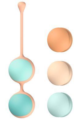 Вагинальные шарики Liebe Kewos &mdash; Peach/Mint, 5 шариков в комплекте, 15, 25, 35, 45 и 55 г
