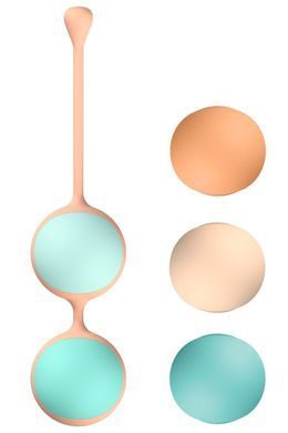 Вагинальные шарики Liebe Kewos &mdash; Peach/Mint, 5 шариков в комплекте, 15, 25, 35, 45 и 55 г