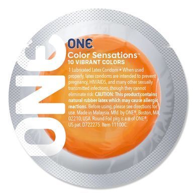 Презерватив ONE Color Sensations ONE trip to cloud nine, 1 шт, оранжевый, гладкий, со смазкой