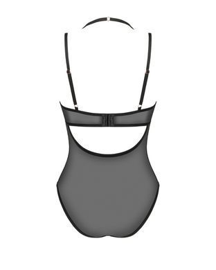 Прозрачное боди Obsessive Selinne teddy XS/S Black, мелкая сетка, двойные бретели