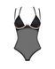 Прозрачное боди Obsessive Selinne teddy XS/S Black, мелкая сетка, двойные бретели