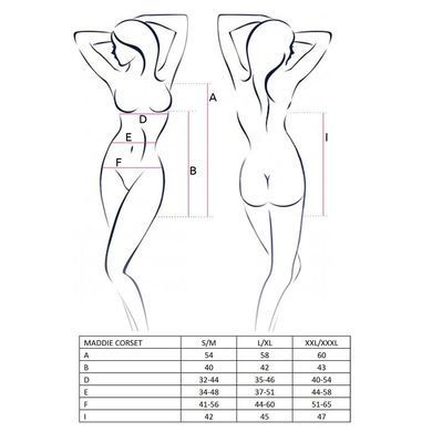 Корсет-сорочка с пажами MADDIE CORSET black XXL/XXXL - Passion, трусики