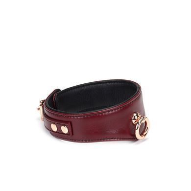 Кожаный ошейник с поводком Liebe Seele Wine Red Curved Collar, замок-сердечко