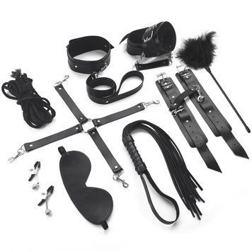 Набор BDSM Art of Sex &ndash; Set Leather, 10 предметов, черный, натуральная кожа