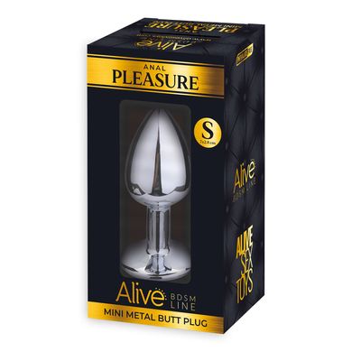 Металлическая анальная пробка с кристаллом Alive Mini Metal Butt Plug White S