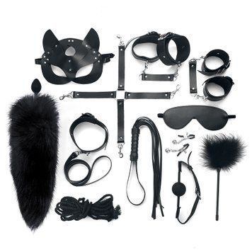 Набор BDSM Art of Sex &ndash; Maxi BDSM Set Leather, 13 предметов, черный, натуральная кожа