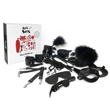 Набор BDSM Art of Sex – Maxi BDSM Set Leather, 13 предметов, черный, натуральная кожа