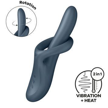 Вибратор с ротацией Satisfyer Heat Flex 4 Grey, подогрев до 39&deg;C