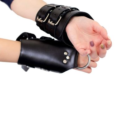 Манжеты для подвеса за руки Kinky Hand Cuffs For Suspension из натуральной кожи, цвет черный